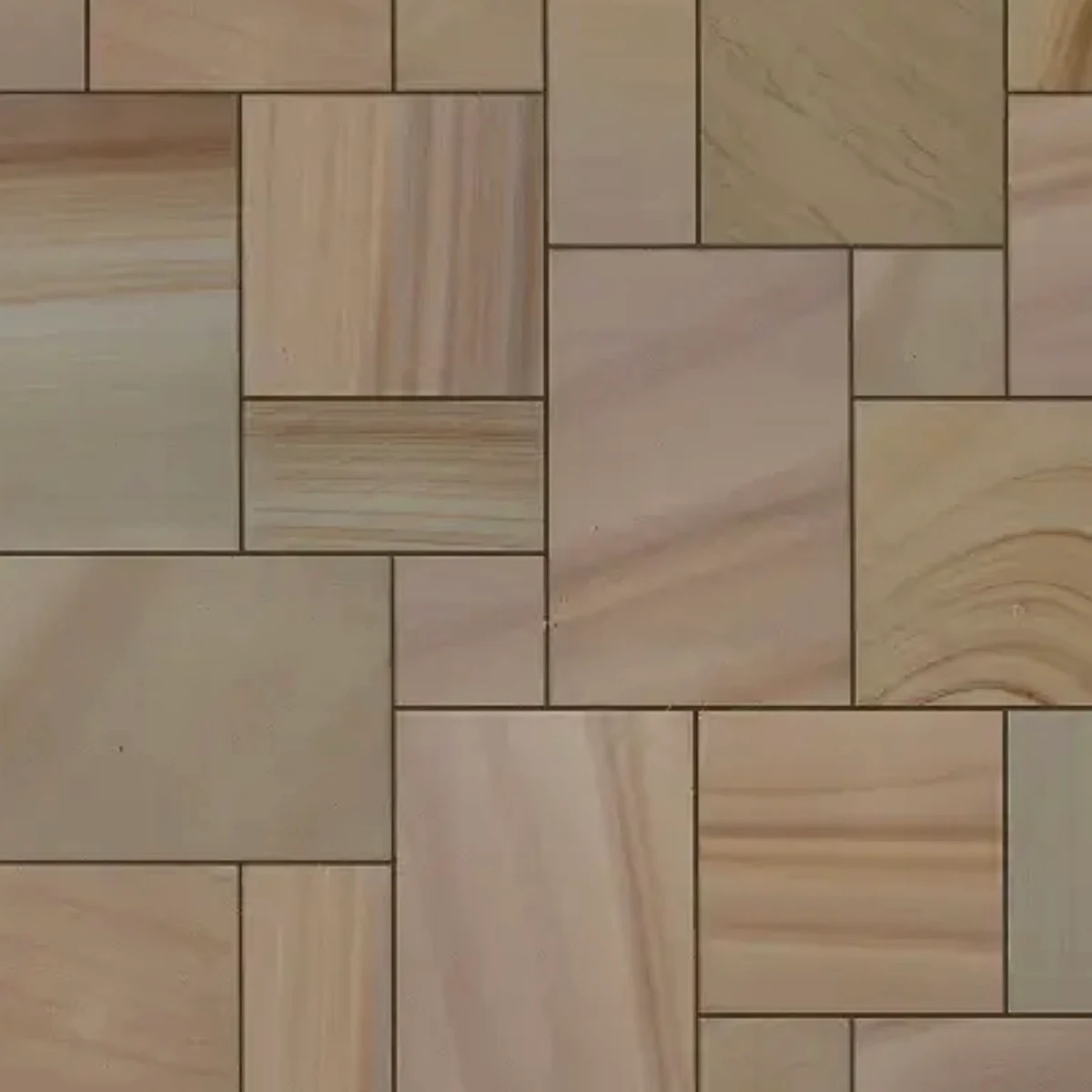 Buff Honed sandstone paving pattern