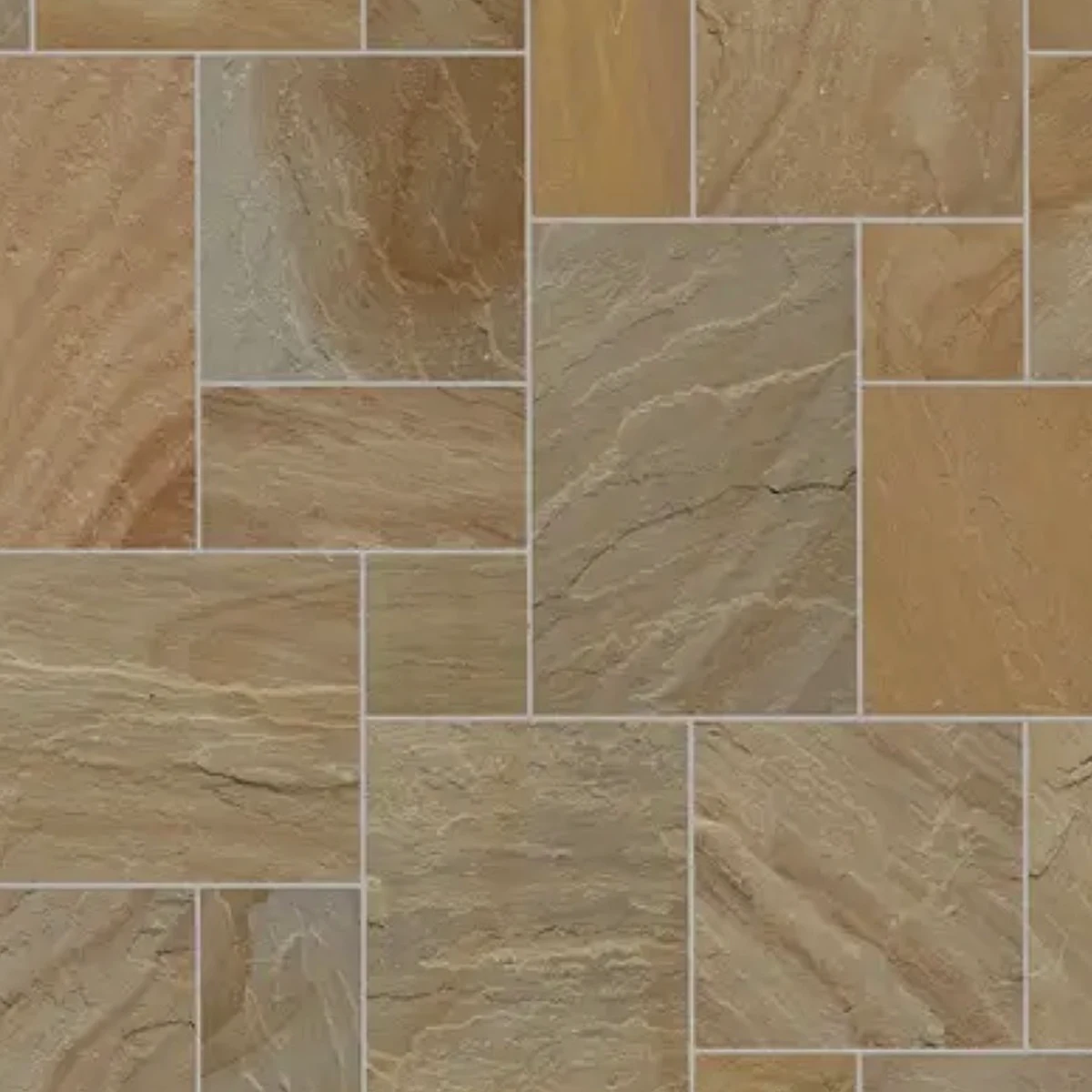 Buff sandstone paving pattern